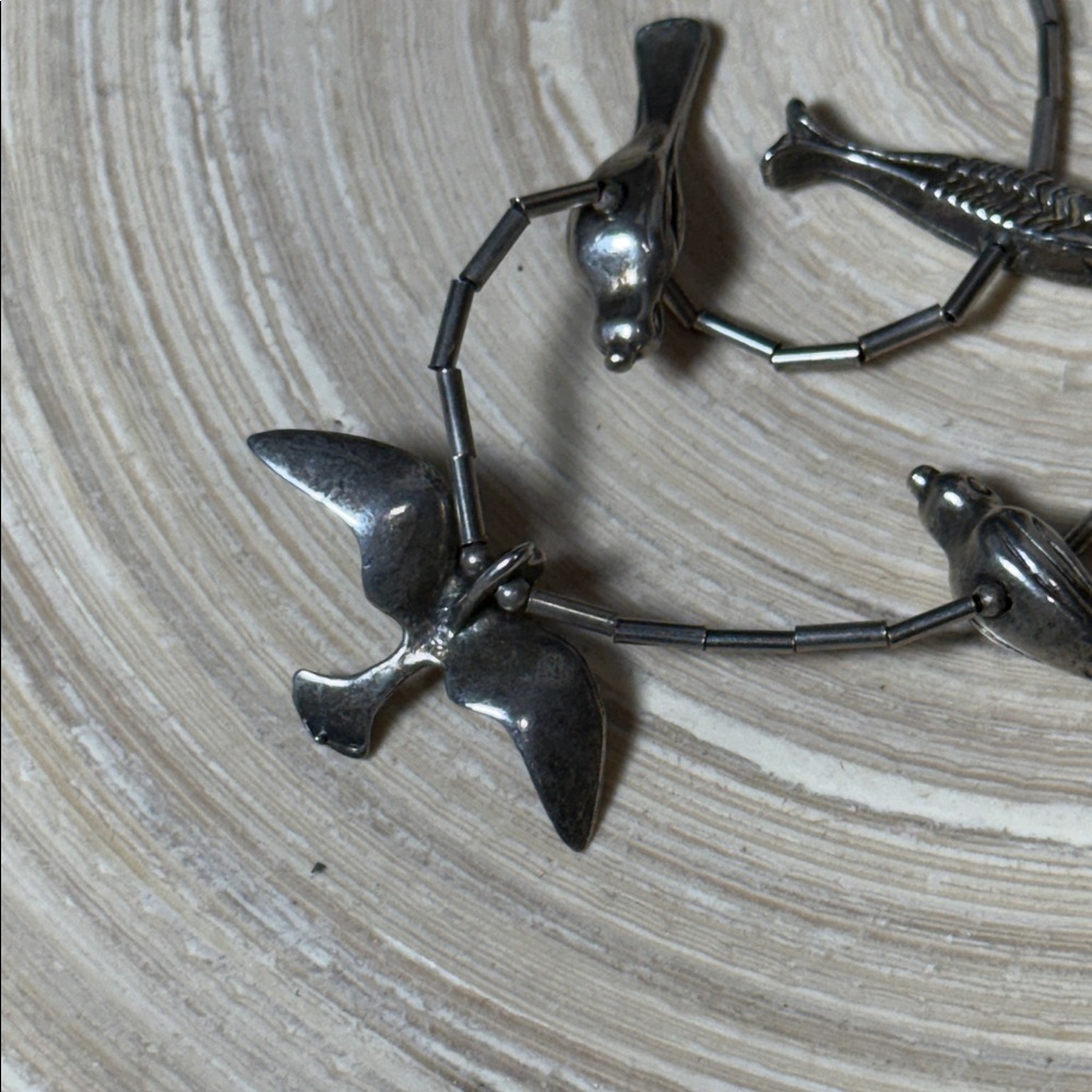 Vintage Native American Navajo Sterling Silver Fetish Necklace - Silver - Picture 3 of 5
